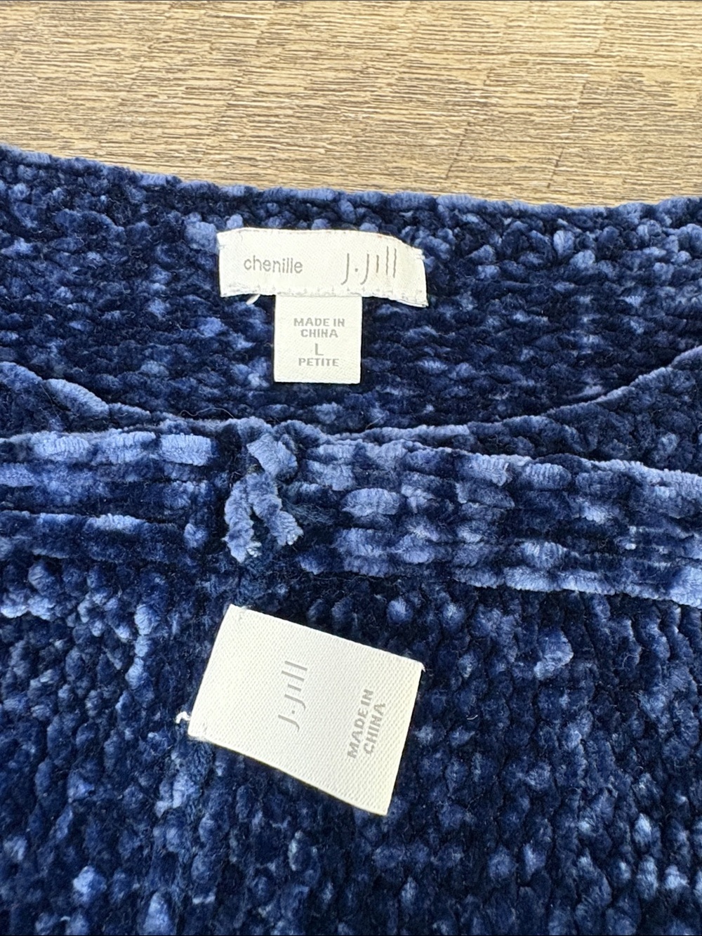 J. Jill Chenille Navy Blue Sweater & Matching Neck Roll Petite Large LP - Picture 5 of 9